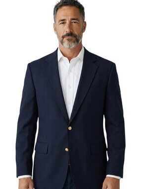 Stanley‎ Blacker Classic Blue Blazer Mens 44R Navy Gold Two Button Sport Coat
